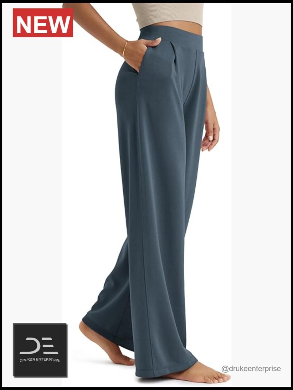 Modal Soft Wide Leg Pants High Waist Casual Relaxed Pants with Pockets
